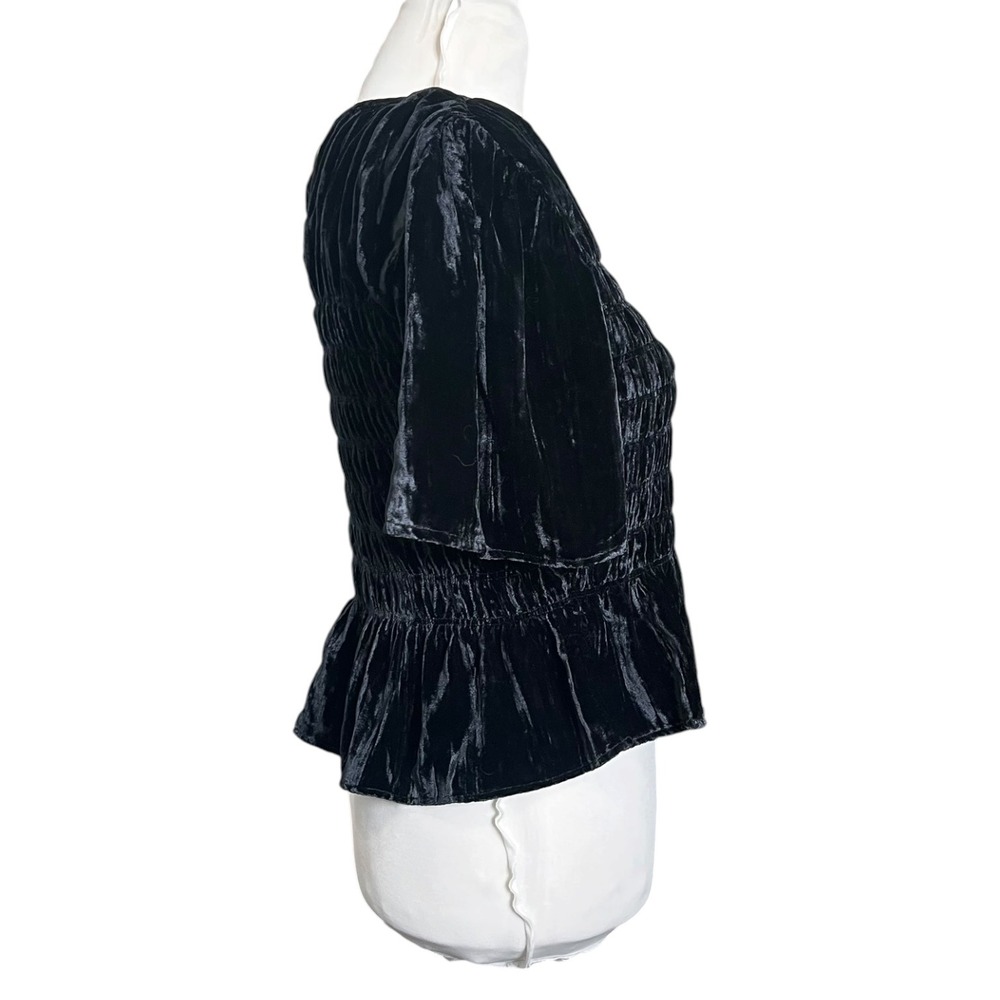 Rails Rosie Smocked Top New Women's Small Black Velvet Date Night Party Chic - Picture 4 of 10